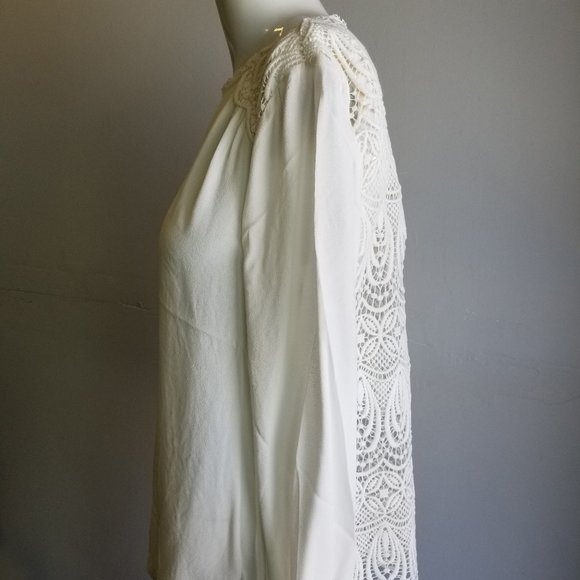 NWT JOIE Porcelain Cream Off White Blouse w. Crochet Lace Back Panel MSRP $238 - Picture 2 of 13
